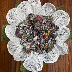 NEW Handmade Multi-color Ribbon and Deco Zinnia Flower Wreath